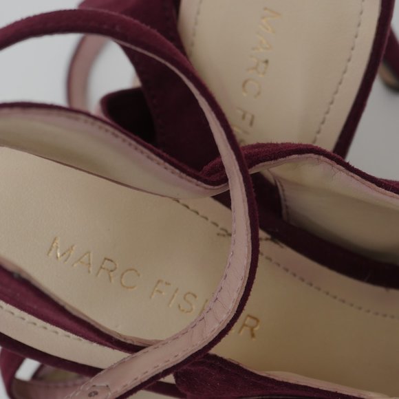 Marc Fisher Burgundy Suede Ankle Strap 4" Heel Pointed Toe Size 8 High Heel Shoe - Picture 2 of 9